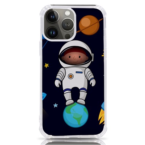 Boy Spaceman Space Rocket Ufo Planets Stars iPhone 13 Pro Max TPU UV Print Case from ArtsNow.com Front