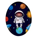 Boy Spaceman Space Rocket Ufo Planets Stars Oval Glass Fridge Magnet (4 pack)