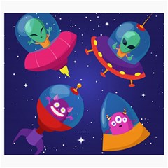 Cartoon Funny Aliens With Ufo Duck Starry Sky Set Roll Up Canvas Pencil Holder (S) from ArtsNow.com Front