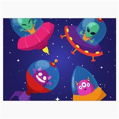 Cartoon Funny Aliens With Ufo Duck Starry Sky Set Roll Up Canvas Pencil Holder (L) from ArtsNow.com Front