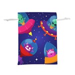 Cartoon Funny Aliens With Ufo Duck Starry Sky Set Lightweight Drawstring Pouch (M)
