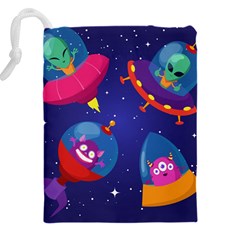 Cartoon Funny Aliens With Ufo Duck Starry Sky Set Drawstring Pouch (4XL) from ArtsNow.com Back