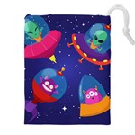 Cartoon Funny Aliens With Ufo Duck Starry Sky Set Drawstring Pouch (5XL)