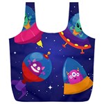 Cartoon Funny Aliens With Ufo Duck Starry Sky Set Full Print Recycle Bag (XXL)
