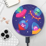Cartoon Funny Aliens With Ufo Duck Starry Sky Set Wireless Fast Charger(White)
