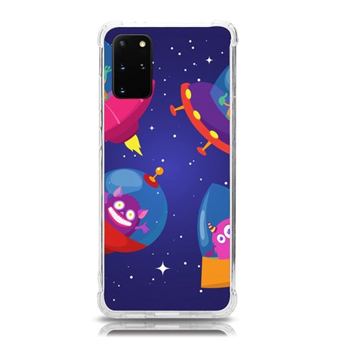 Cartoon Funny Aliens With Ufo Duck Starry Sky Set Samsung Galaxy S20Plus 6.7 Inch TPU UV Case from ArtsNow.com Front
