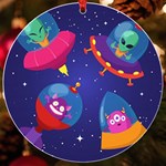 Cartoon Funny Aliens With Ufo Duck Starry Sky Set UV Print Acrylic Ornament Round