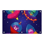 Cartoon Funny Aliens With Ufo Duck Starry Sky Set Banner and Sign 5  x 3 