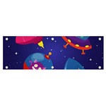 Cartoon Funny Aliens With Ufo Duck Starry Sky Set Banner and Sign 6  x 2 