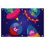 Cartoon Funny Aliens With Ufo Duck Starry Sky Set Banner and Sign 6  x 4 