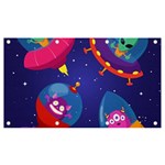 Cartoon Funny Aliens With Ufo Duck Starry Sky Set Banner and Sign 7  x 4 