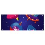 Cartoon Funny Aliens With Ufo Duck Starry Sky Set Banner and Sign 8  x 3 