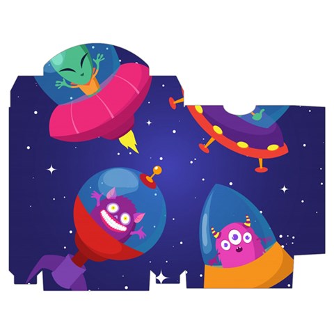 Cartoon Funny Aliens With Ufo Duck Starry Sky Set Playing Cards Single Design (Rectangle) with Custom Box from ArtsNow.com Poker Box