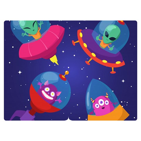 Cartoon Funny Aliens With Ufo Duck Starry Sky Set Premium Plush Fleece Blanket (Extra Small) from ArtsNow.com 40 x30  Blanket Front