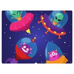 Cartoon Funny Aliens With Ufo Duck Starry Sky Set Two Sides Premium Plush Fleece Blanket (Extra Small)