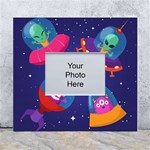 Cartoon Funny Aliens With Ufo Duck Starry Sky Set White Wall Photo Frame 5  x 7 