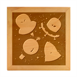 Cartoon Funny Aliens With Ufo Duck Starry Sky Set Wood Photo Frame Cube