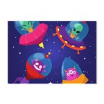 Cartoon Funny Aliens With Ufo Duck Starry Sky Set Crystal Sticker (A4)