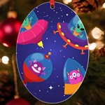 Cartoon Funny Aliens With Ufo Duck Starry Sky Set UV Print Acrylic Ornament Oval