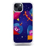 Cartoon Funny Aliens With Ufo Duck Starry Sky Set iPhone 14 TPU UV Print Case