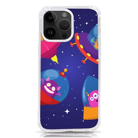 Cartoon Funny Aliens With Ufo Duck Starry Sky Set iPhone 14 Pro Max TPU UV Print Case from ArtsNow.com Front