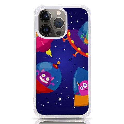 Cartoon Funny Aliens With Ufo Duck Starry Sky Set iPhone 13 Pro TPU UV Print Case from ArtsNow.com Front