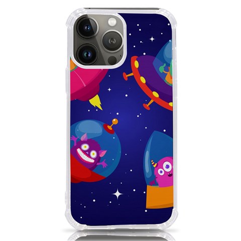 Cartoon Funny Aliens With Ufo Duck Starry Sky Set iPhone 13 Pro Max TPU UV Print Case from ArtsNow.com Front