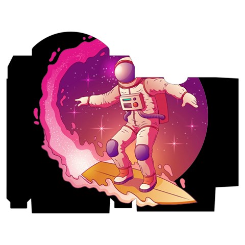 Astronaut Spacesuit Standing Surfboard Surfing Milky Way Stars Playing Cards Single Design (Rectangle) with Custom Box from ArtsNow.com Poker Box