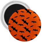 Halloween Card With Bats Flying Pattern 3  Magnets