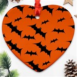 Halloween Card With Bats Flying Pattern Ornament (Heart)