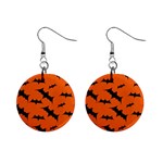 Halloween Card With Bats Flying Pattern Mini Button Earrings
