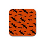 Halloween Card With Bats Flying Pattern Rubber Coaster (Square)