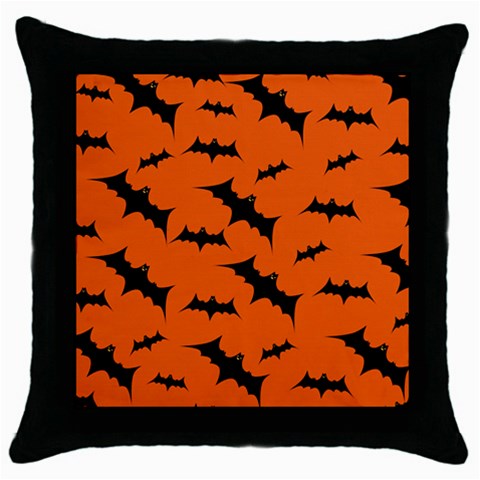 Halloween Card With Bats Flying Pattern Throw Pillow Case (Black) from ArtsNow.com Front