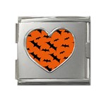 Halloween Card With Bats Flying Pattern Mega Link Heart Italian Charm (18mm)