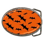Halloween Card With Bats Flying Pattern Belt Buckles