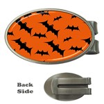 Halloween Card With Bats Flying Pattern Money Clips (Oval) 