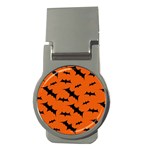Halloween Card With Bats Flying Pattern Money Clips (Round) 