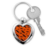 Halloween Card With Bats Flying Pattern Key Chain (Heart)