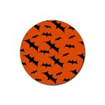 Halloween Card With Bats Flying Pattern Rubber Coaster (Round)
