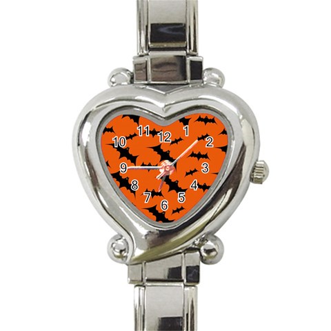 Halloween Card With Bats Flying Pattern Heart Italian Charm Watch from ArtsNow.com Front