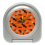 Halloween Card With Bats Flying Pattern Travel Alarm Clock