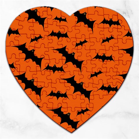 Halloween Card With Bats Flying Pattern Jigsaw Puzzle (Heart) from ArtsNow.com Front