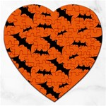 Halloween Card With Bats Flying Pattern Jigsaw Puzzle (Heart)