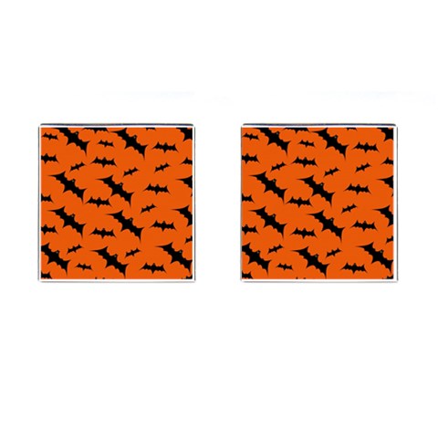 Halloween Card With Bats Flying Pattern Cufflinks (Square) from ArtsNow.com Front(Pair)