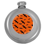 Halloween Card With Bats Flying Pattern Round Hip Flask (5 oz)