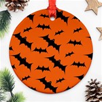 Halloween Card With Bats Flying Pattern Round Ornament (Two Sides)