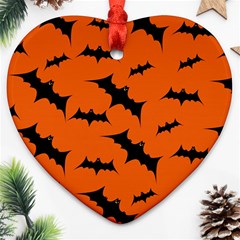 Halloween Card With Bats Flying Pattern Heart Ornament (Two Sides) from ArtsNow.com Front