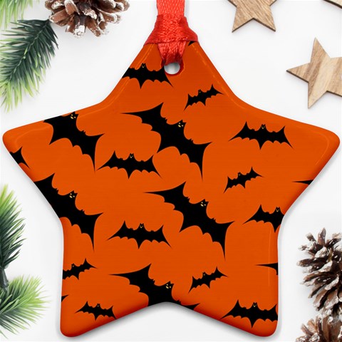 Halloween Card With Bats Flying Pattern Star Ornament (Two Sides) from ArtsNow.com Front