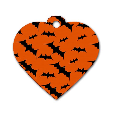 Halloween Card With Bats Flying Pattern Dog Tag Heart (One Side) from ArtsNow.com Front