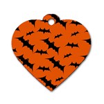 Halloween Card With Bats Flying Pattern Dog Tag Heart (One Side)